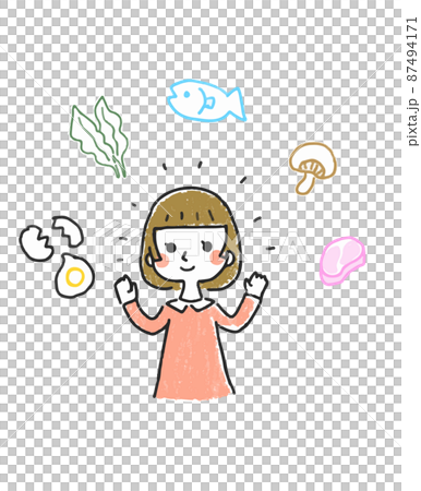 健康のために色々な食材を選ぶ女性　栄養バランス 87494171
