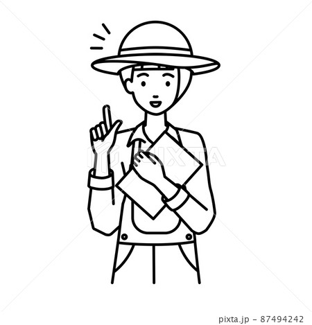 立って書類を手に持って何かひらめいた農家の女性 立って書類を手に持って何かひらめいた農家の女性 87494242