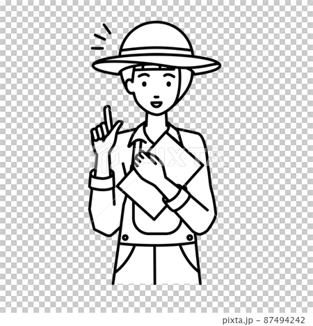 立って書類を手に持って何かひらめいた農家の女性 立って書類を手に持って何かひらめいた農家の女性 87494242