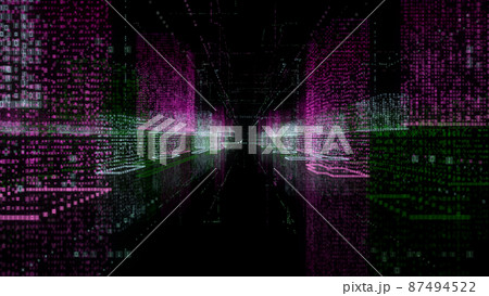 Abstract hologram 3D city with digital buildings 87494522