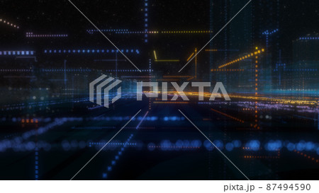 Futuristic Smart Digital City. Smart City And Technology Business Concept 87494590