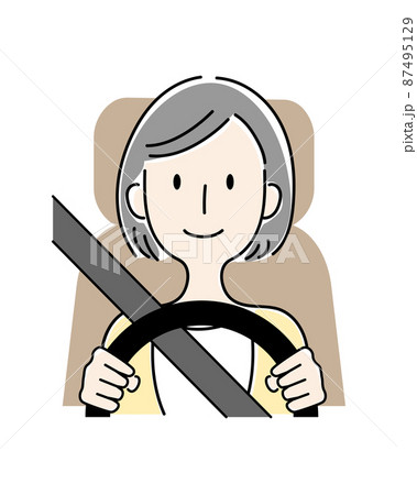 手描き風・運転をする女性のベクターイラスト 手描き風・運転をする女性のベクターイラスト 87495129