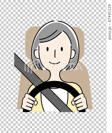 手描き風・運転をする女性のベクターイラスト 手描き風・運転をする女性のベクターイラスト 87495129