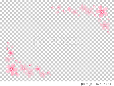 櫻花花瓣框水彩手寫複製空間模板白色背景水彩顏料簡單 87495784