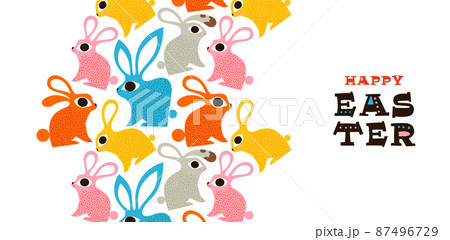 Happy easter colorful rabbit animal spring card 87496729