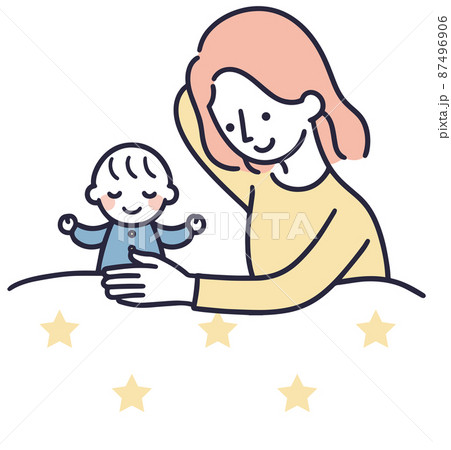 赤ちゃんをあやす母親　シンプル　イラスト 87496906