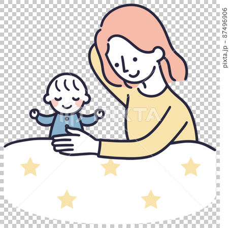 赤ちゃんをあやす母親　シンプル　イラスト 87496906