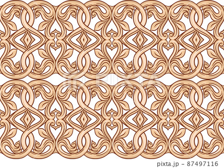 Interlacing abstract ornament in the medieval, romanesque style. 87497116