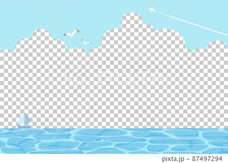 簡單可愛的手繪海景插畫 87497294
