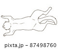 ばんざい寝する猫(ぬりえ) 87498760