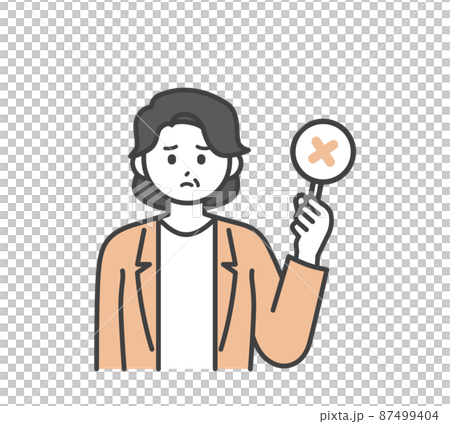 女性社員がばつの札を持つイラスト素材 女性社員がばつの札を持つイラスト素材 87499404
