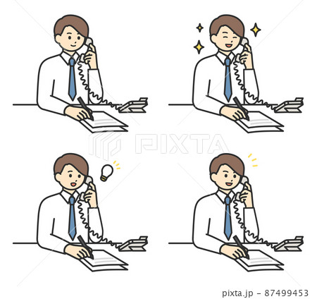 電話対応をするビジネスパーソンのイラスト素材のイラスト素材