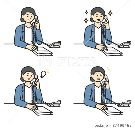 電話対応をするビジネスパーソンのイラスト素材 87499465