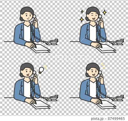 電話対応をするビジネスパーソンのイラスト素材 87499465