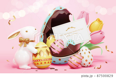 3d romantic Easter holiday template 3d romantic Easter holiday template 87500829