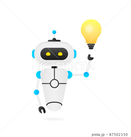Flat illustration with blue bot. Customer support help service flat vector illustration 87502150