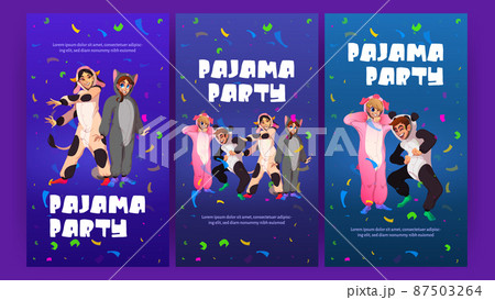 Pajama party cartoon posters, people in kigurumi 87503264