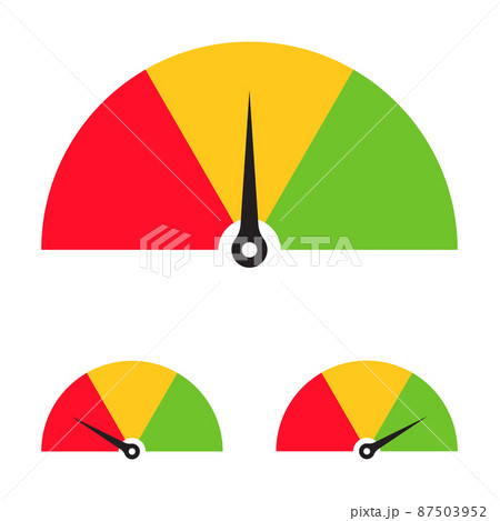 speedometer 3 different position icon vector - Stock