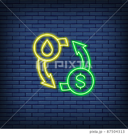 Vector oil exchange, water transfer, convert neon sign. Vector oil exchange, water transfer, convert neon sign. 87504313