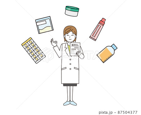 白衣を来た薬剤師 医療従事者 イラスト 白衣を来た薬剤師 医療従事者 イラスト 87504377