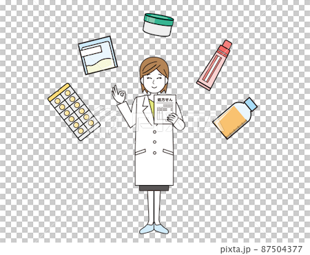 白衣を来た薬剤師 医療従事者 イラスト 白衣を来た薬剤師 医療従事者 イラスト 87504377