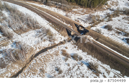Empty railroad bridge Empty railroad bridge 87504499