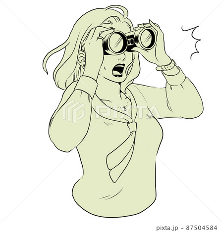 発見する女性 おしゃれ単色のイラスト素材 発見する女性 おしゃれ単色のイラスト素材