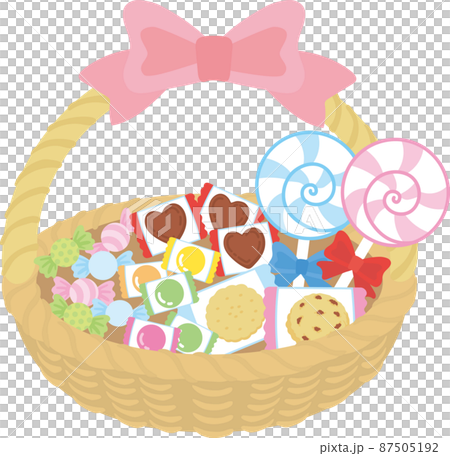 Various sweets in the basket 87505192