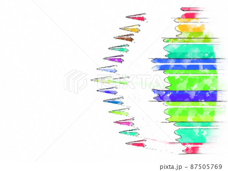 白い紙に描かれた芸術的な色鉛筆のイラストのイラスト素材