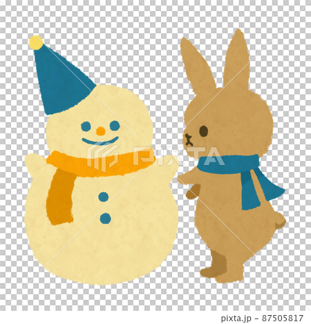 Rabbit making a snowman 87505817