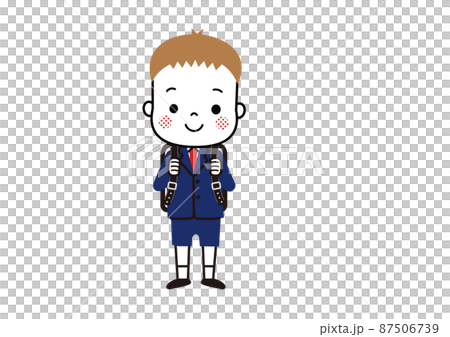 Entrance ceremony, a smiling boy carrying a school bag on his back, a new first grader Entrance ceremony, a smiling boy carrying a school bag on his back, a new first grader 87506739