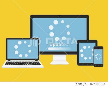 Computer, laptop, tablet, smartphone with update loading process on screen 87506863