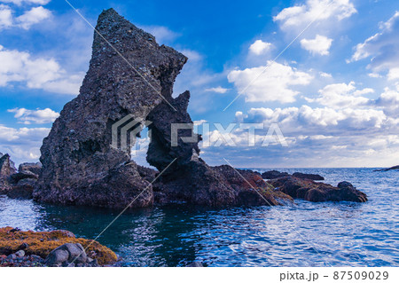 （静岡県）南伊豆　逢ヶ浜（おうのはま）の奇岩・エビ穴 87509029