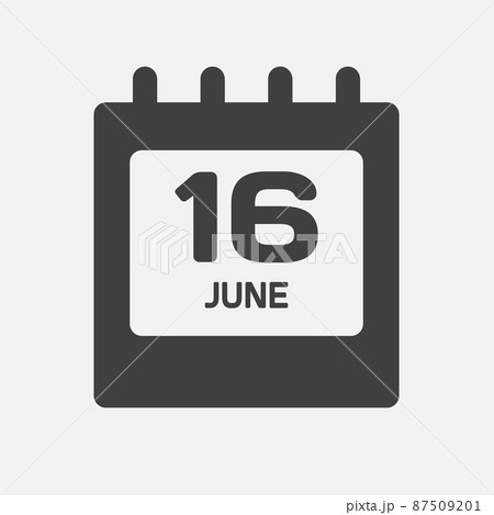Icon day date 16 June, template calendar page Icon day date 16 June, template calendar page 87509201
