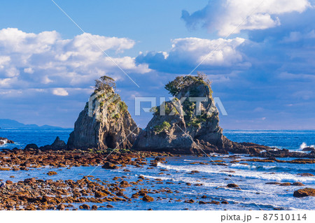 （静岡県）南伊豆　逢ヶ浜（おうのはま）の姑岩・雀岩 87510114