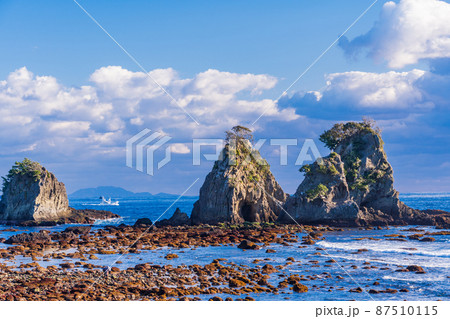 （静岡県）南伊豆　逢ヶ浜（おうのはま）の姑岩・雀岩 87510115