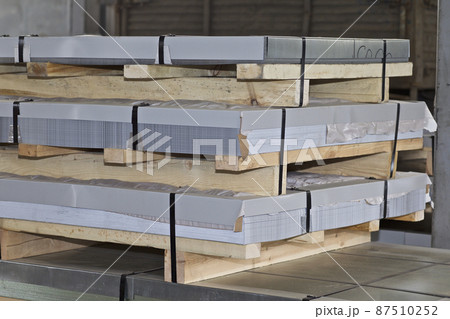 Galvanized sheet in packs in metal products warehouse 87510252