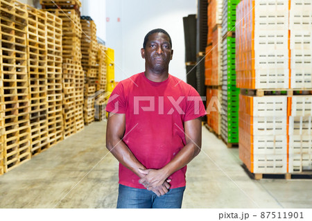Portrait of afro man worker in warehouse Portrait of afro man worker in warehouse 87511901