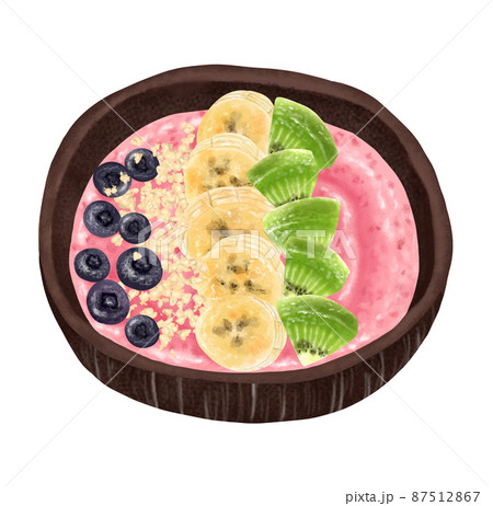 ピンクのベリースムージーボウル ブルーベリー、バナナ、グラノーラ、キウイフルーツ ピンクのベリースムージーボウル ブルーベリー、バナナ、グラノーラ、キウイフルーツ 87512867