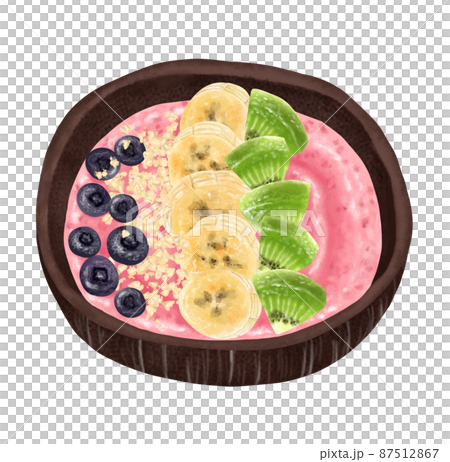 ピンクのベリースムージーボウル ブルーベリー、バナナ、グラノーラ、キウイフルーツ ピンクのベリースムージーボウル ブルーベリー、バナナ、グラノーラ、キウイフルーツ 87512867