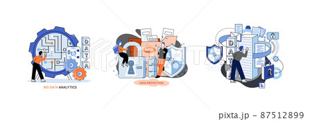 Big data analytics platform, data management and protection creative metaphor set abstract concept Big data analytics platform, data management and protection creative metaphor set abstract concept 87512899