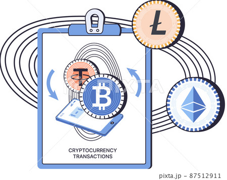 Cryptocurrency exchange and transactions. Bitcoin, Ethereum platform. Money market, finance trading 87512911