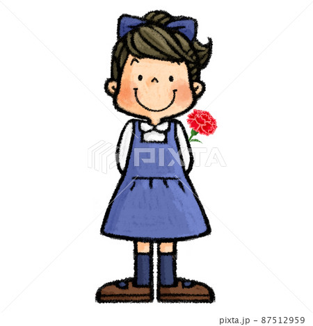 母の日　カーネーションを持つ子供 87512959