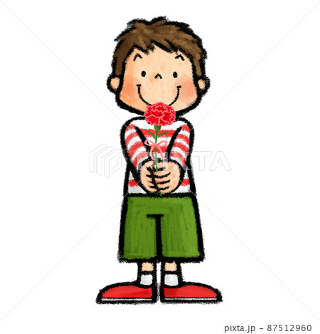 母の日　カーネーションを持つ子供 87512960