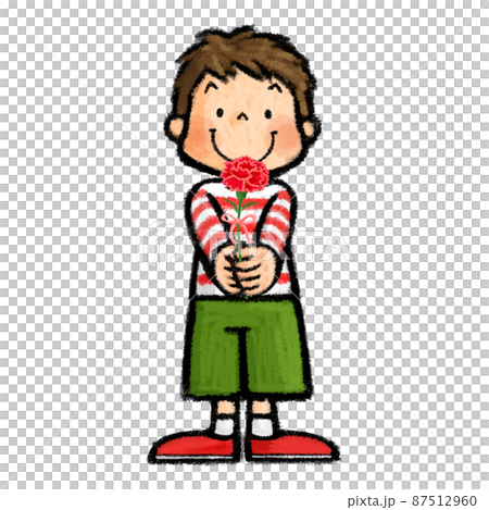 母の日　カーネーションを持つ子供 87512960