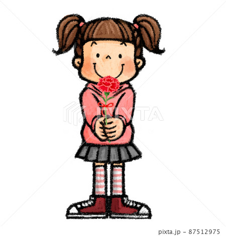 母の日　カーネーションを持つ子供 87512975