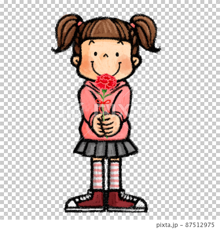 母の日　カーネーションを持つ子供 87512975