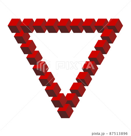 Penrose triangle made of red cubes vector illustration isolated on white Penrose triangle made of red cubes vector illustration isolated on white 87513896