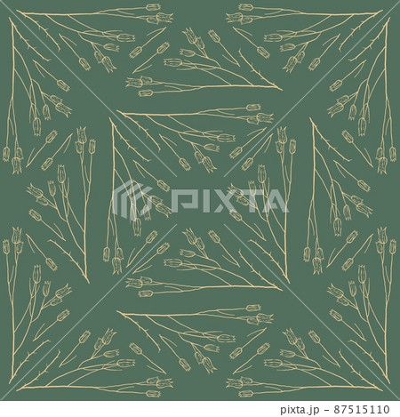 Vintage seamless pattern with botanical line drawings. Earthy neutral colors. Vintage seamless pattern with botanical line drawings. Earthy neutral colors. 87515110
