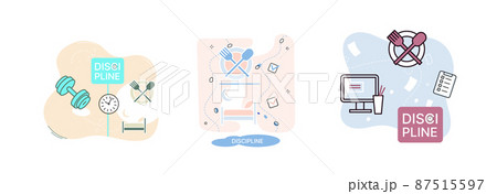 Discipline concept icon. Time management. Working day idea, time for work, hobby and study 87515597